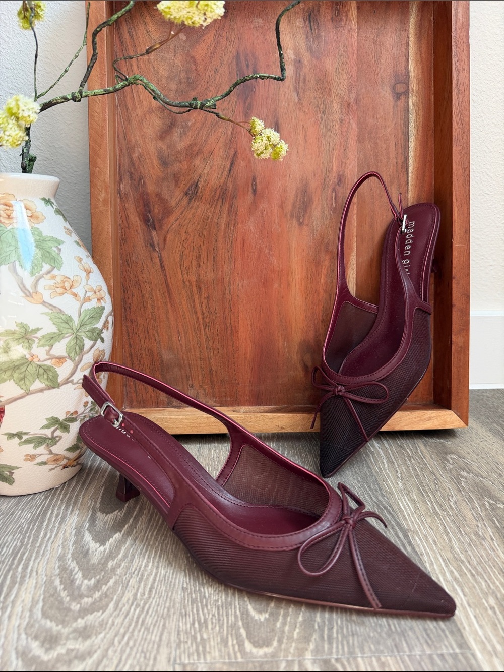 Madden Girl Burgundy Pointed Toe Kitten Heels